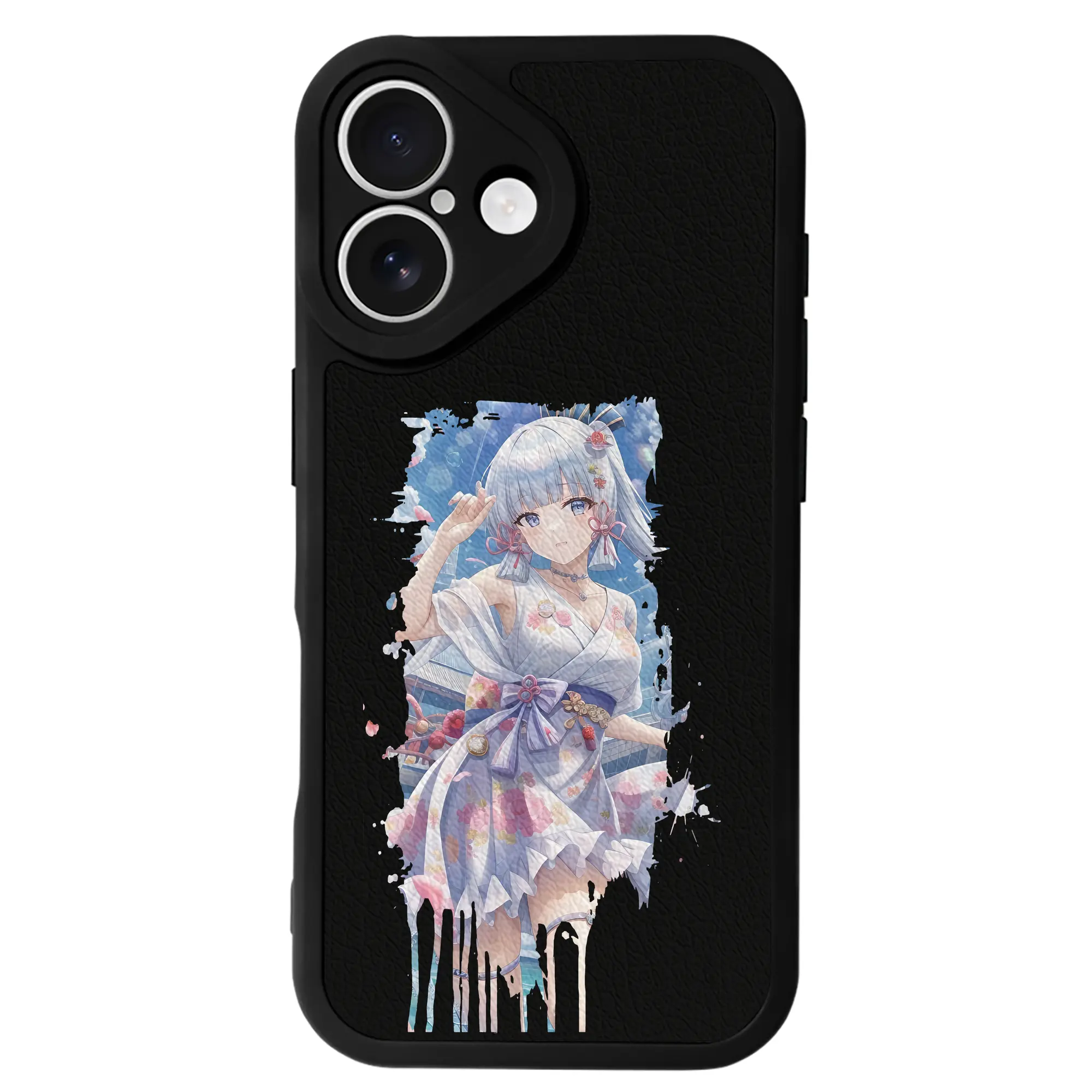 原 神 グッズ 神里綾華 - IPhone 16シリーズ対応 ・ シリコンスマホケース ・ レザー調 ・ 高精度フィット ・ 耐衝撃 ・ ワイヤレス充電対応 ・ 精密カット